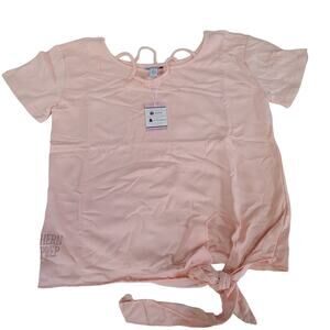 Southern Girl Prep Peach 100% Cotton Short-sleeved Shirt Top Blouse NEW LARGE